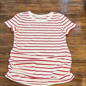 Red and White Striped Maternity Women's Top